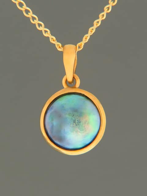 Blue Pearl Pendant - Gold Vermeil - 12mm Pearl - PP331GV