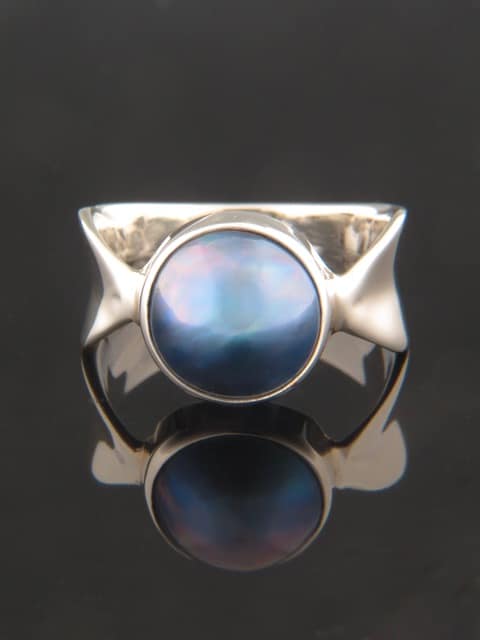 Mussel Blister Pearl Ring - Sterling Silver - Y109R